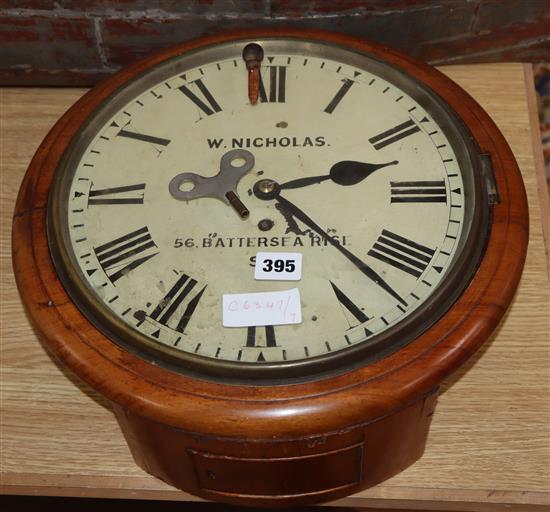 A single chain fusee wall clock by W.Nicholas, Battersea Rise, London, diameter 38cm